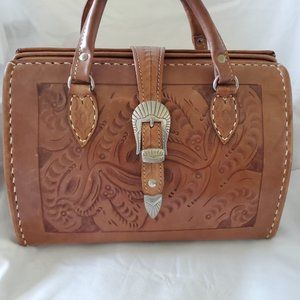 Vintage Leather Western Hand Tooled Handbag